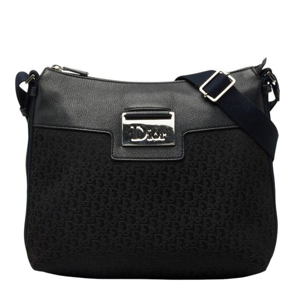 Dior Street Chic Trotter Crossbody Bag Leather Jacquard Shoulder Bag Black